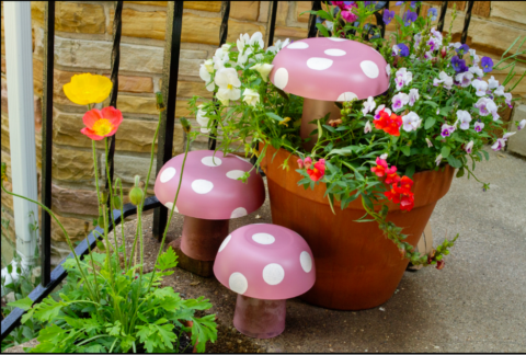 diy garden mushroom decor
