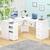 l shape office desk with drawers